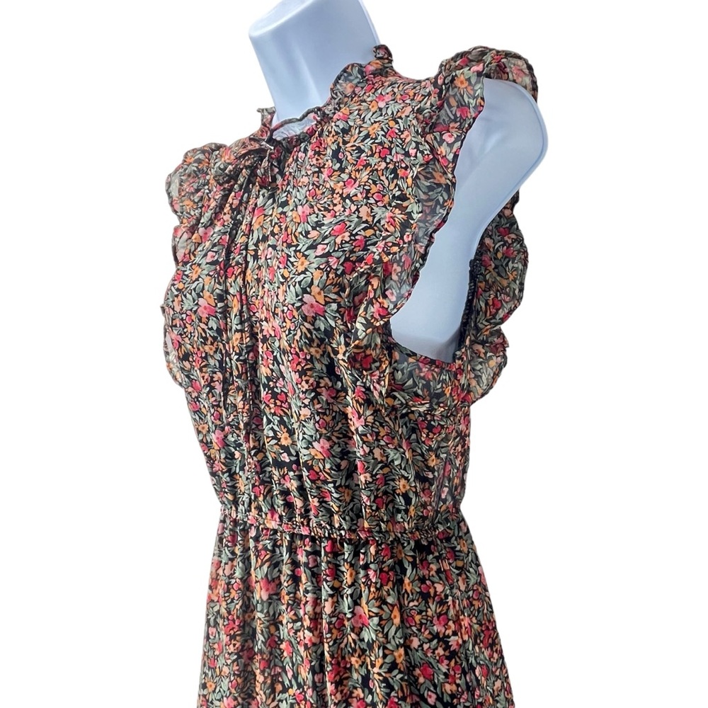 BB Dakota by‎ Steve Madden Women XS Darcy Chiffon Floral Maxi Tiered Dress - Picture 7 of 12
